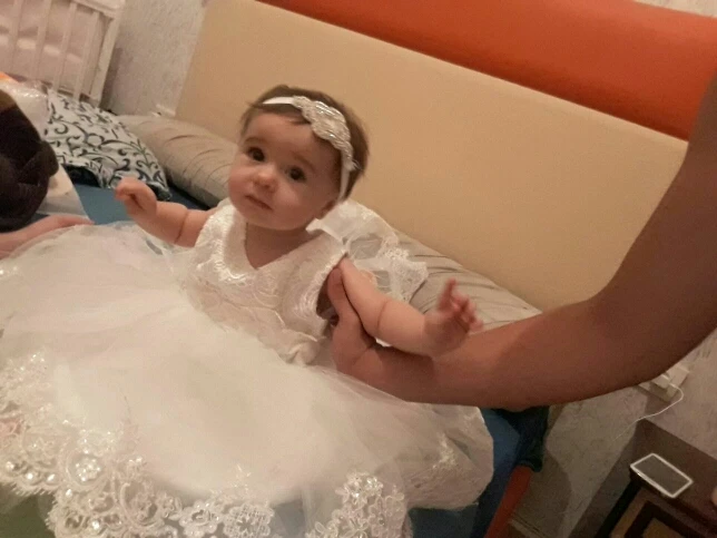 

Princess Flower Girl Dress For Wedding Party Bridesmaid Kids Bow Sleeveless Trailing Lace Tulle White long tailing Vestidos