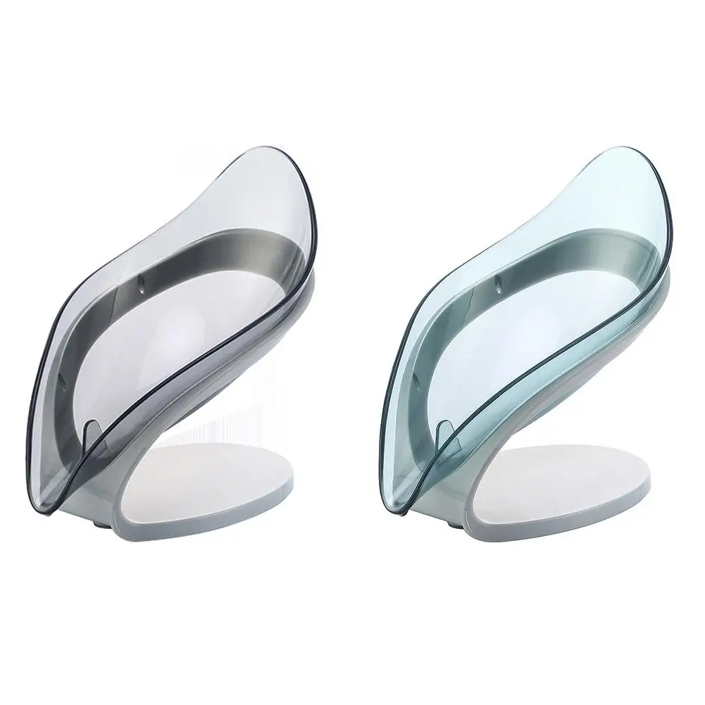 

Decorative Drainage Soap Holder Plastic Soap Dishes Self Draining Case Container No Drilling Leaf Shape Suction Cup Soap Box