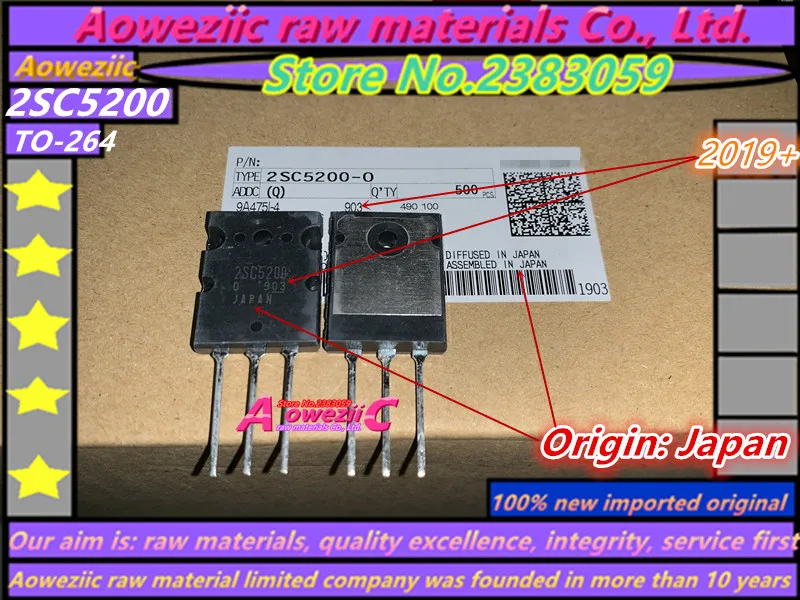 Aoweziic 2019 + 10 пар 100% новые импортные оригинальные TO-3P высокой мощности 2SA1943 2SC5200 A1943