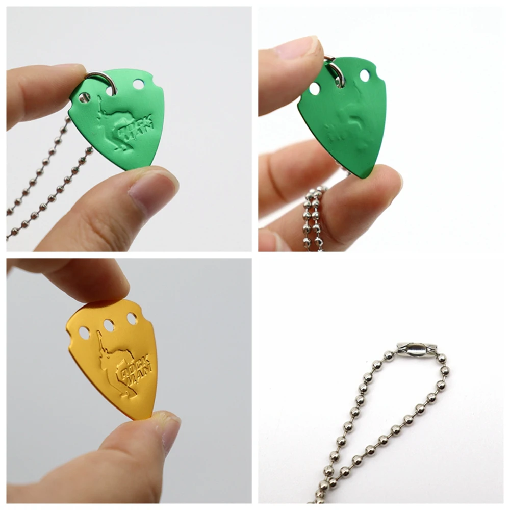 1 stücke aluminium legierung elektrische gitarre pick anhänger halskette metall mit ball kette armband gitarre picks free global shipping