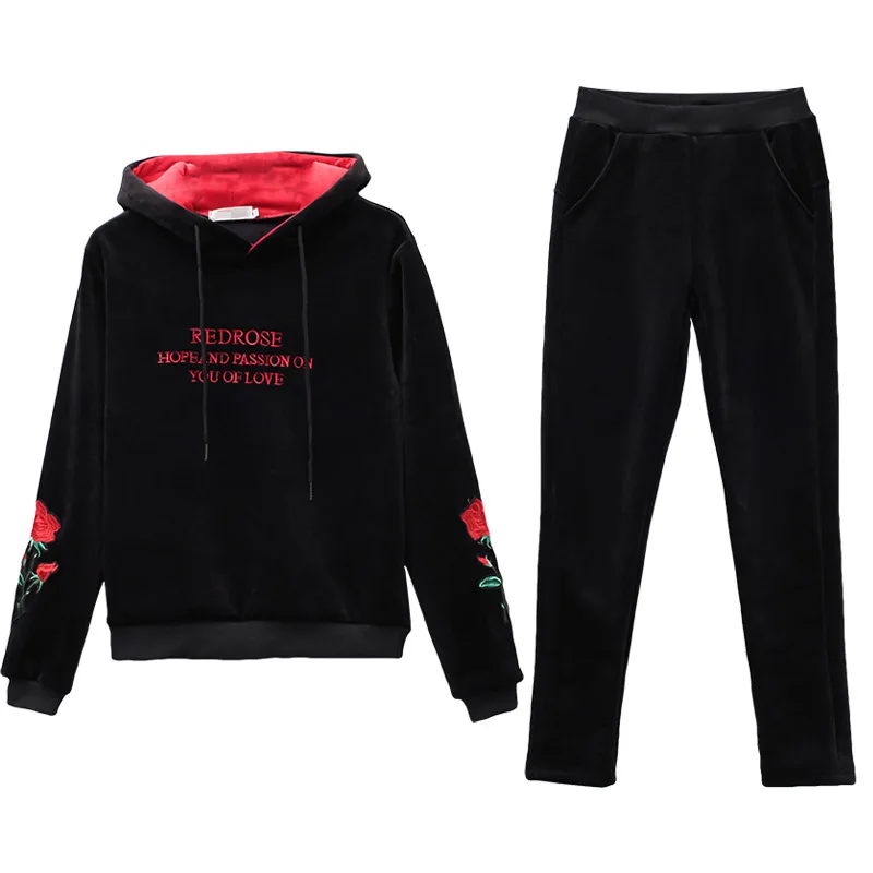 Женский комплект из 2 предметов осенне-зимний бархатный Модный свитшот с