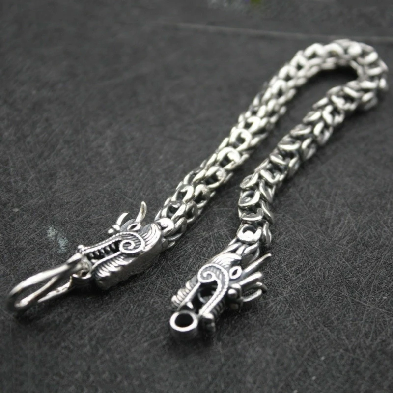 

Real 925 Sterling Silver Bracelet 7mm Dragon Head with Link Bracelet 22.5cm For Men