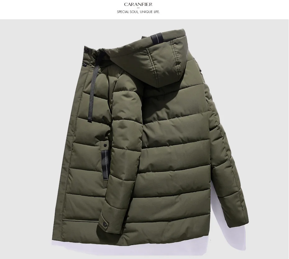 CARANFIER 6XL 7XL 8XL мужская длинная парка Теплая Зимняя брендовая куртка Роскошная водолазка с капюшоном и воротником ветрозащитная мужская одежда в сдержанном стиле