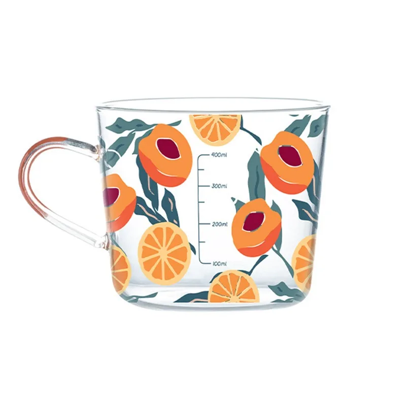

500ML Creative Scale Glass Mug Breakfast Mlik Coffe Cup Household Couple Water Cup Sun Eye Pattern Drinkware