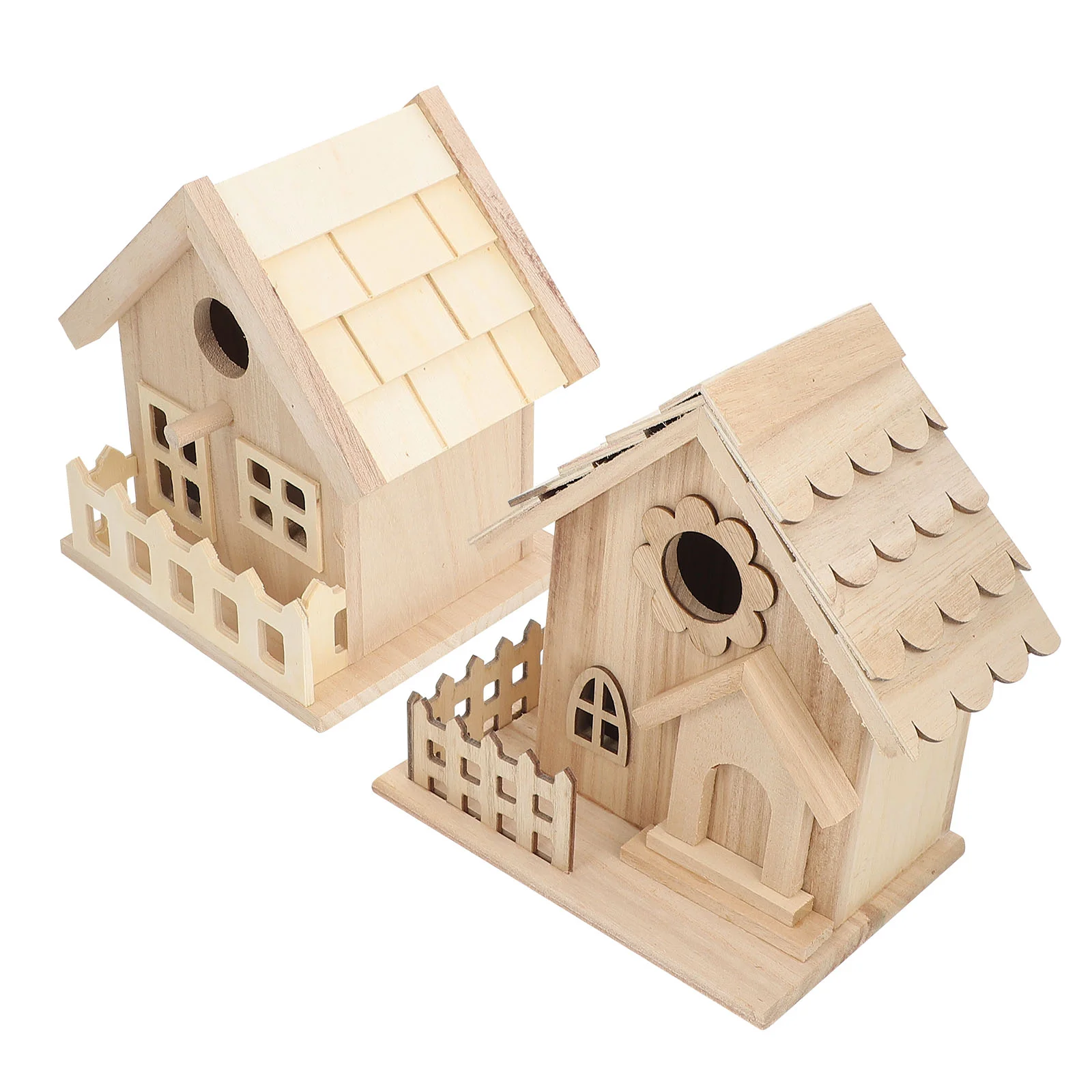 

2Pcs Unfinished Bird Houses Wooden Bird Nest Indoor Outdoor Bird Houses