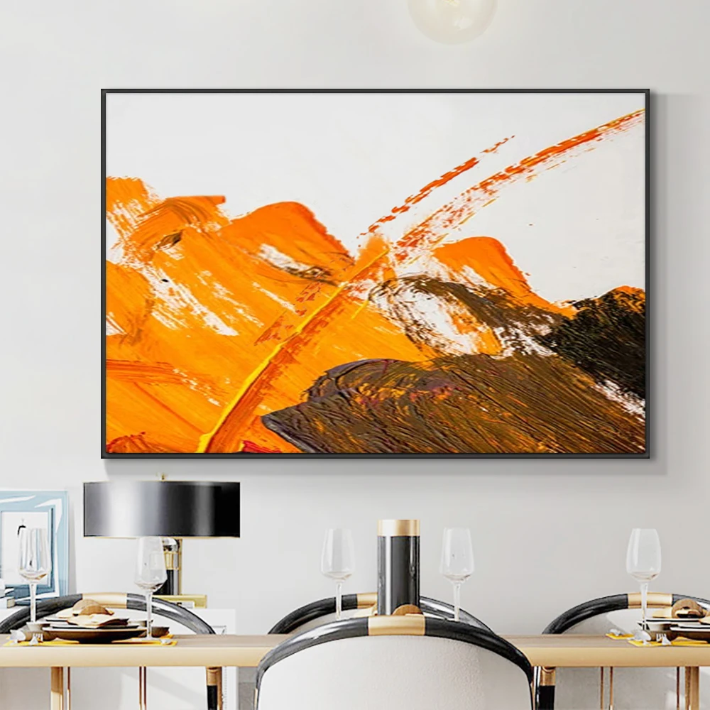 

Abstract Orange Coffee Black Oil Painting 100% Handmade On Canvas Modern Wall Artwork Paintings Unframed For Home Decoration