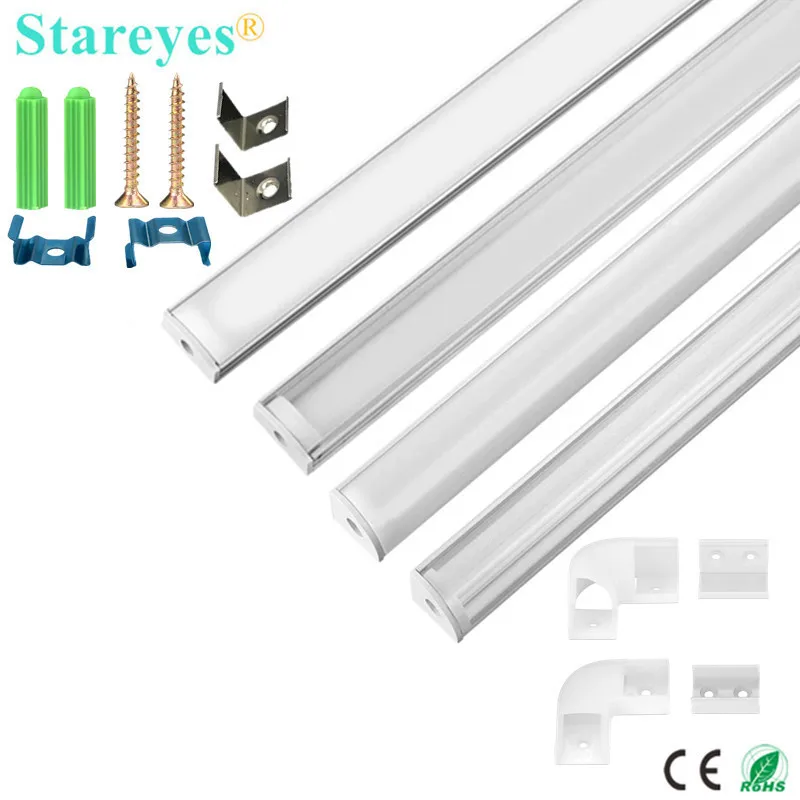 U V Shape 50cm LED Strip Aluminum profile AL Channel Holder Corner Connector Light Bar Kitchen Lamp tape trough Groove | Освещение