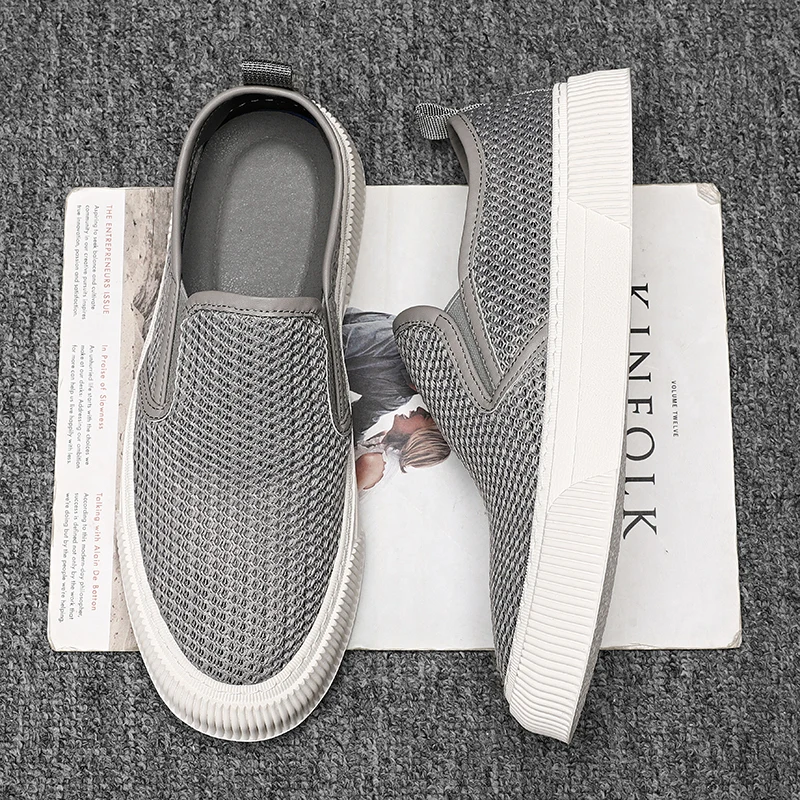 

2021 Summer New Men Light Mesh Boat Shoes Outdoor Convertible Slip On Loafer Fashion Breathable Flat Non-Slip Deck Casual Shoes