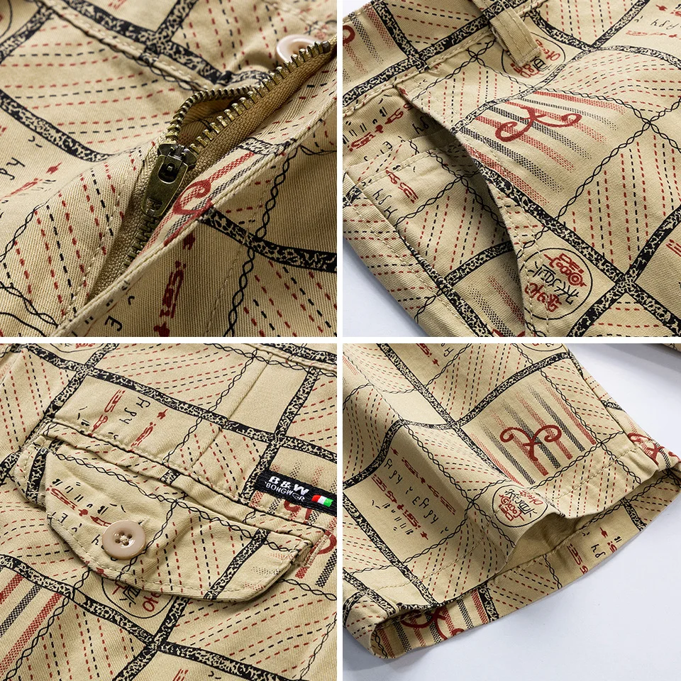 Шорты-карго мужские хлопковые с принтом Джоггеры в стиле милитари повседневные