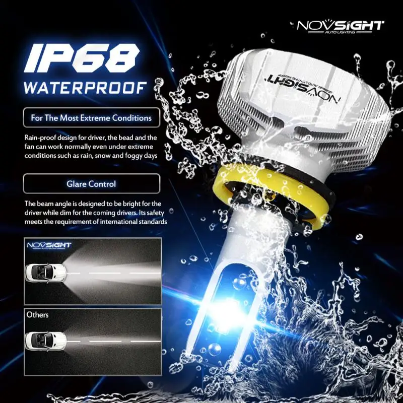 1 пара NOVSIGHT H1 H3 H4 H7 H11 H13 9005 9006 9007 светодиодный фар Conversion Kit лампы 40 Вт 10000LM белые высокие Мощность 6500 K; Прямая поставка