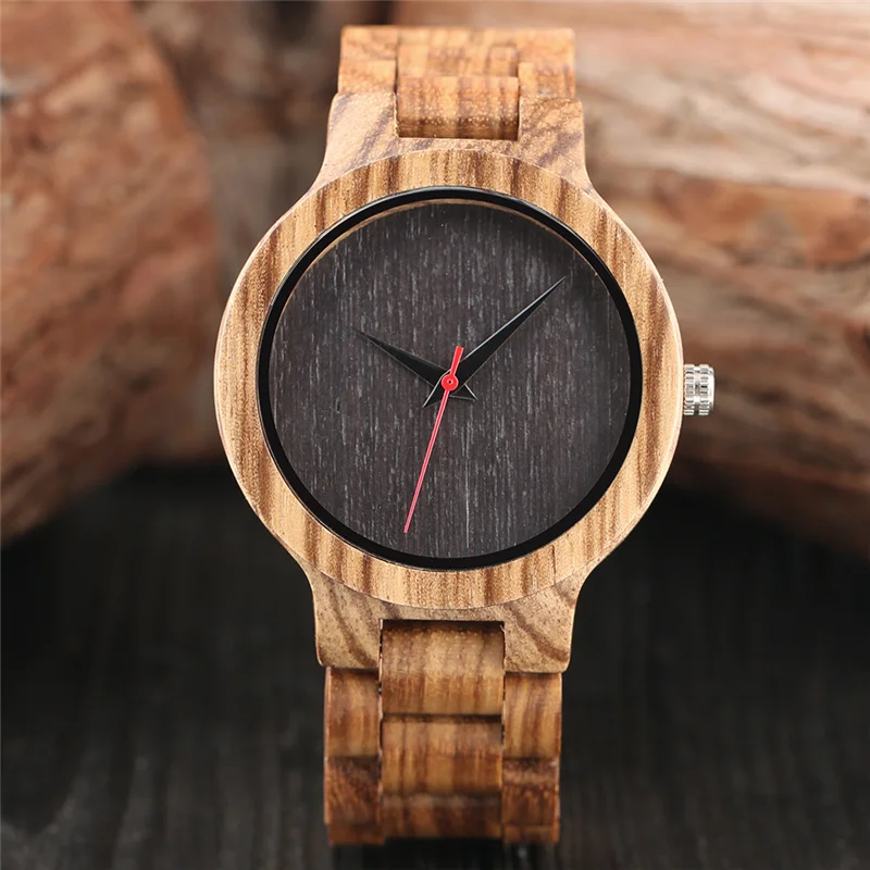 

Antique Men's Wooden Wrist Watch Handmade Wood Clock Quartz Analog Timepiece Adjustable Band Full Bamboo Man Watches Fold Clasp