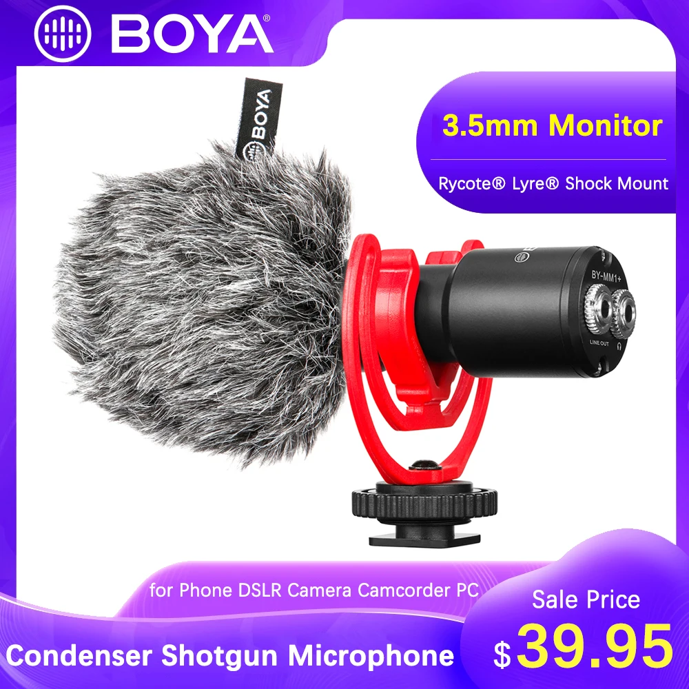 BOYA BY MM1 + суперкардиоидный микрофон 3 5 мм мониторинга для смартфонов DSLR Камера
