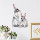 Настенная Наклейка с двумя милыми кроликами для детской комнаты, украшение для дома, съемные обои для гостиной, спальни, настенные наклейки в виде кролика