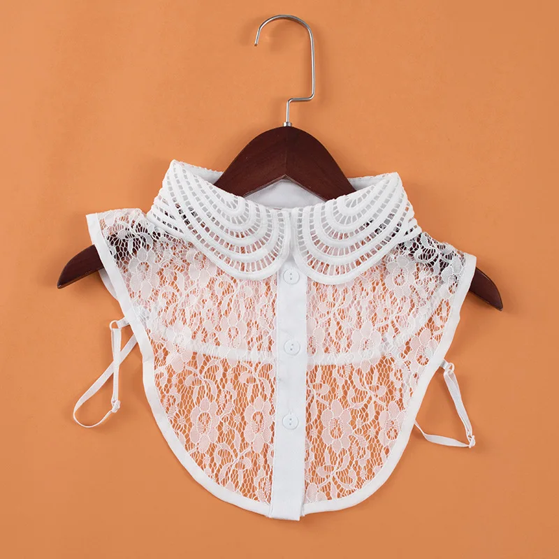 

Aesthetic fashion European Pastoral Style Female False Fake Collar Hollow Out Embroidery Floral Lace Half Shirt Shawl With