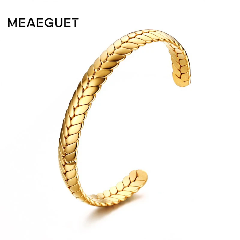 Meaeguet, ширина 8 мм, нержавеющая сталь, манжета, открытая пшеница, браслет, браслеты для женщин, модные праздничные ювелирные изделия, De Trigo Aberto Bracelete