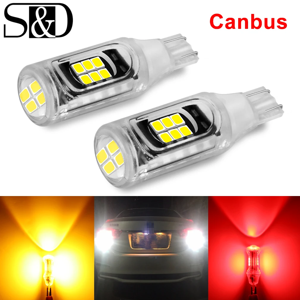 

2pcs Canbus T15 Led Bulb W16W 920 921 912 LED 1200LM 16SMD 2835 Car Reverse Backup Lights Automobiles Lamp 12V White Red Yellow