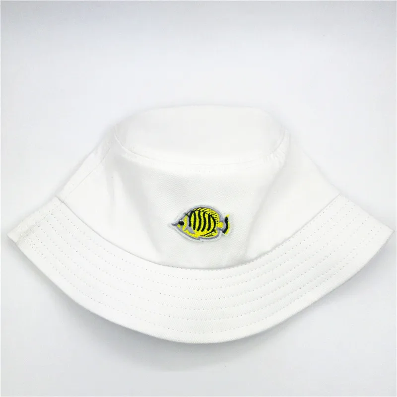 

2020 new style Fish animal embroidery Bucket Hat Fisherman Hat outdoor travel hat Sun Cap Hats for men and Women 190