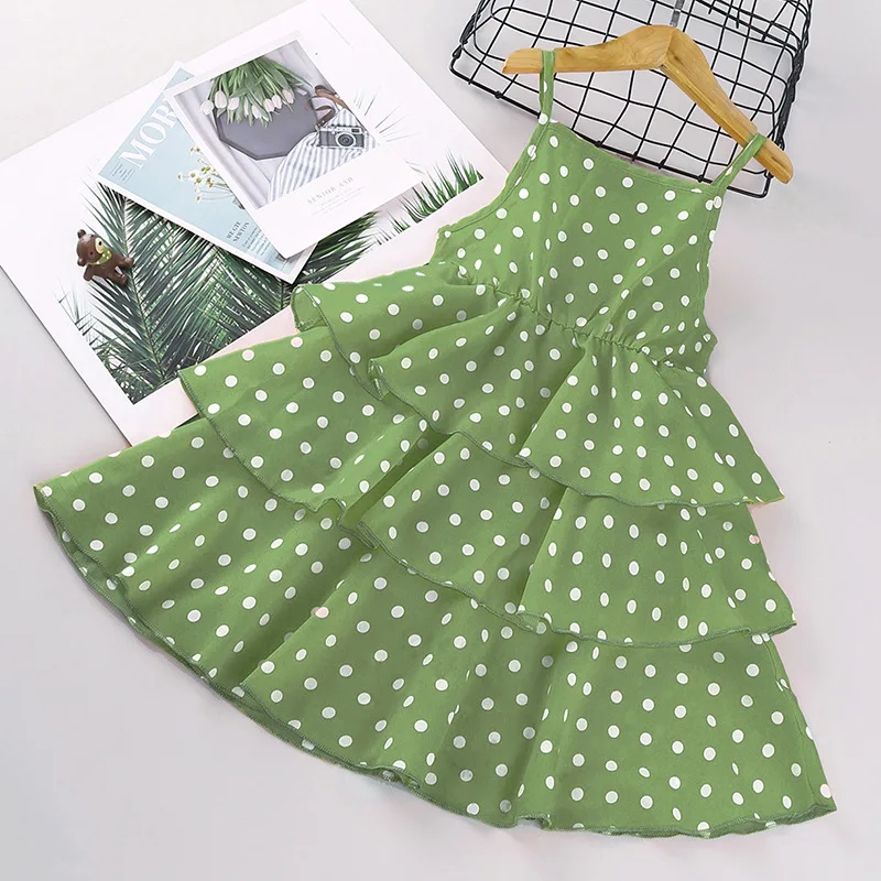 

Fashion Girls Summer Layered Dress Suit Suspender Polka Dot Skirt+Denim Short Sleeve Coat Top 2PCS Denim Dress Clothing