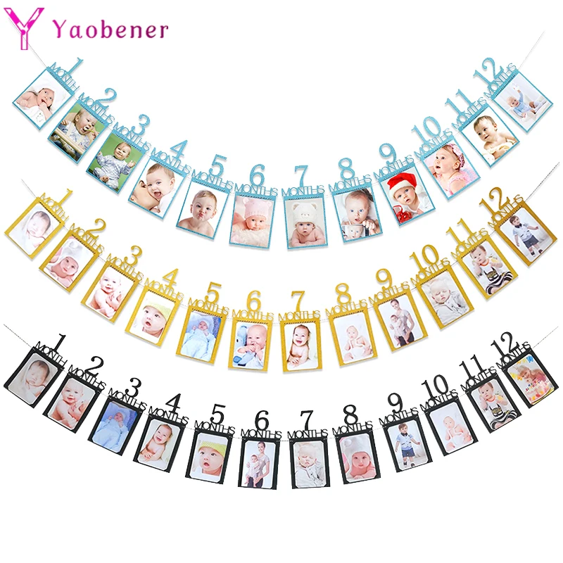 Гирлянда из бумаги для фотографий на первый день рождения 12 месяцев | Дом и сад