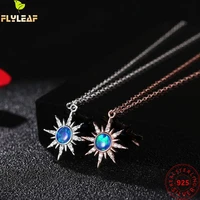 natural opal sun 100 925 sterling silver necklace for women zircon sunlight necklaces pendants fashion chain fine jewelry