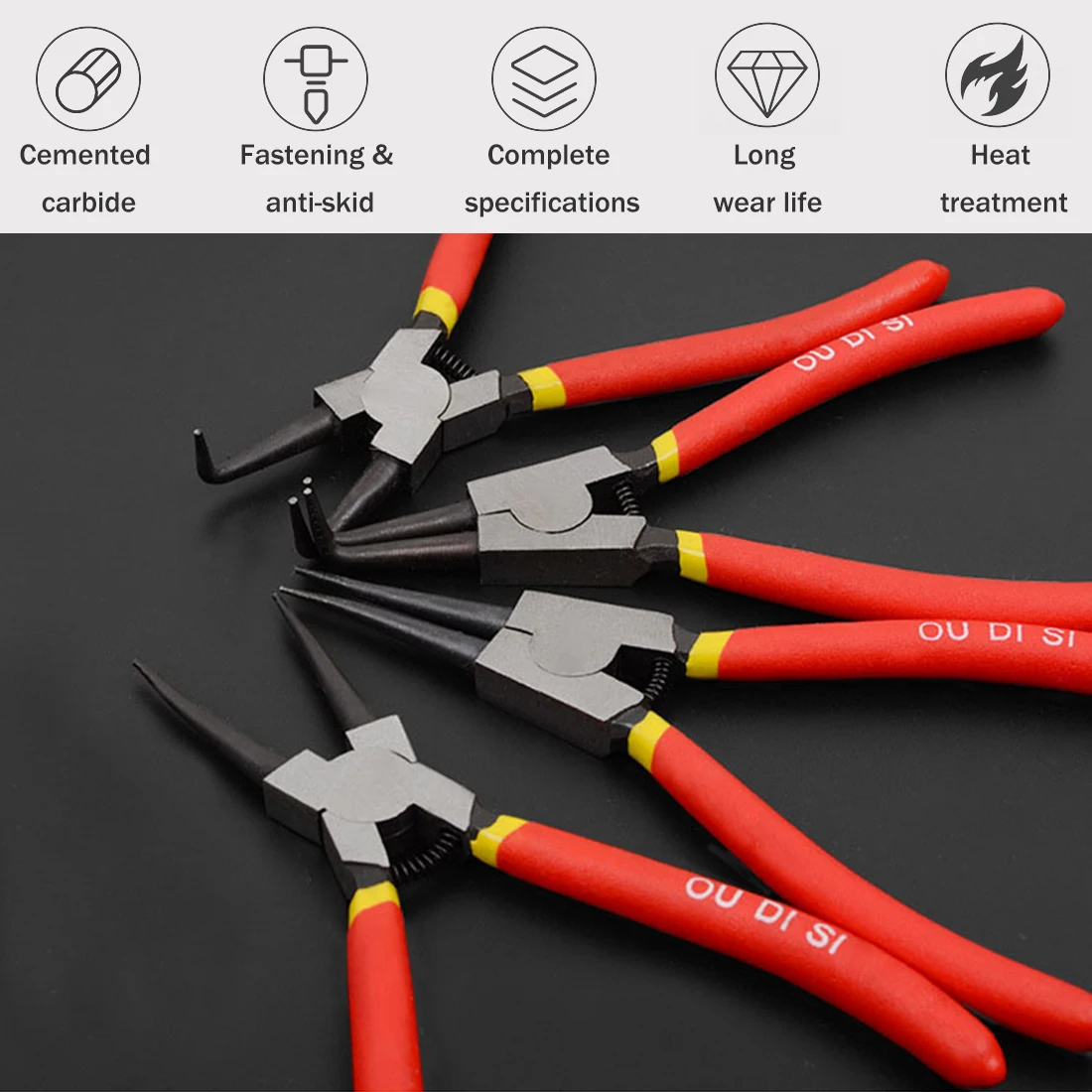 

4PCS Pliers Set Retaining Clip Internal External Spring Bent Straight Snap Ring Disassembly Practical Circlip Home Multi-Tools