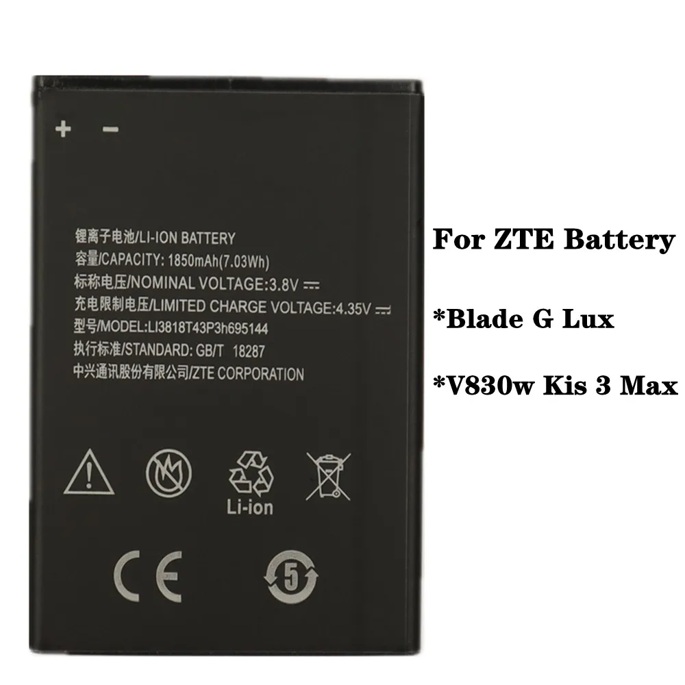 

Новейшая модель; Li3818T43P3h695144 1850 мА/ч, Батарея для ЖК-дисплея ZTE V830w Kis 3 Max/лезвия G Lux мобильный телефон Батарея батареи высокого качества