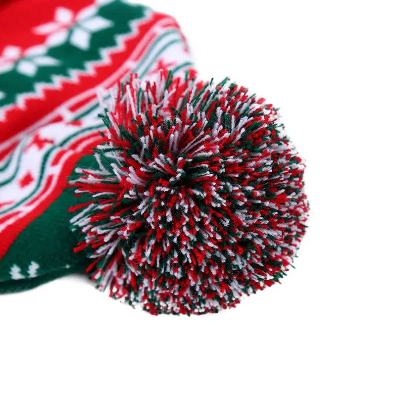 M унисекс зимний Санта-Снежинка вязаная Рождественская шапка с помпоном для