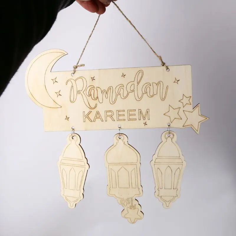 

Eid Mubarak Muslim Islam Ramadan Decorations Hanging Lantern Pendant Plaque Sign Ornament DIY Wall Decor Party Supplies 69HF