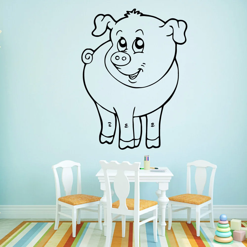 Милая свинья Настенная Наклейка для детской комнаты самоклеющиеся виниловые