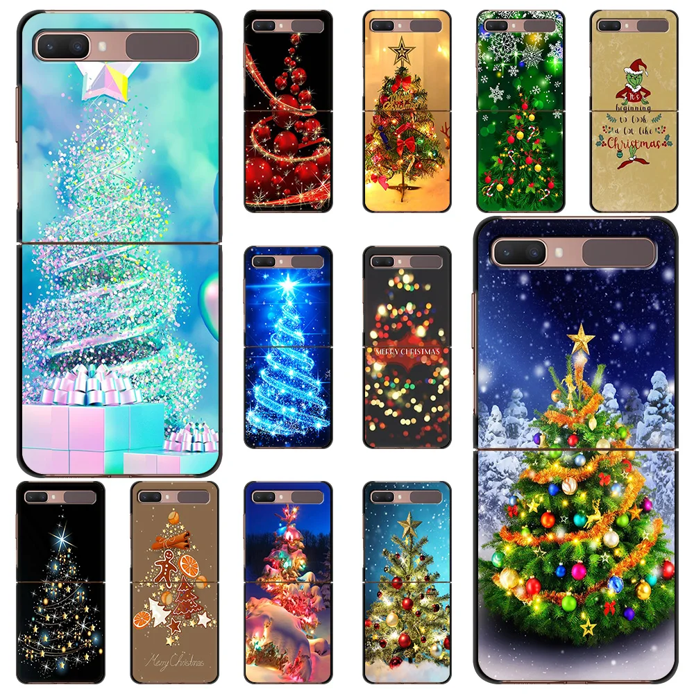 

tree Merry Christmas Hard PC Phone Case For Samsung Galaxy Z Flip Back Cover For Galaxy Z Flip 3 5G Foldable Shockproof Case Bag