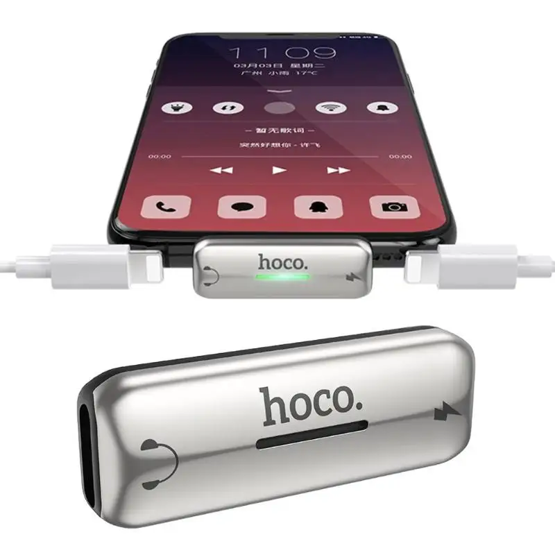 HOCO LS27 двойной 8 Pin 2 в 1 разъем для наушников разветвитель порт возможность Опора