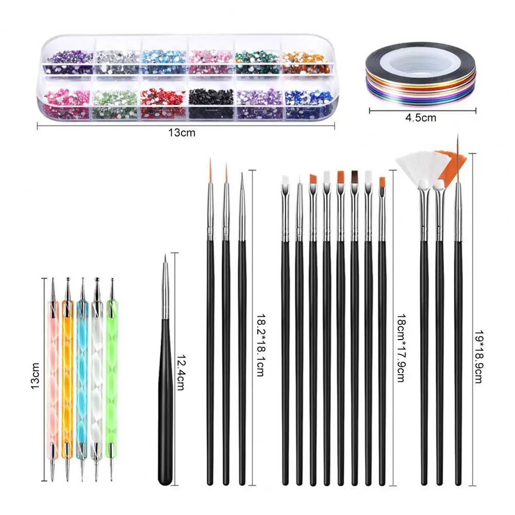 

50% Hot Sale 1Set Nail Pen Sequins DIY Easy to Operate PP Nail Art Drawing Liner Glitter Set for Female