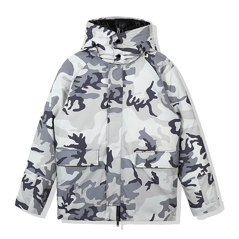 

thick Short hooded down jacket for men 2020 new white duck down men's winter warm coat camouflage
