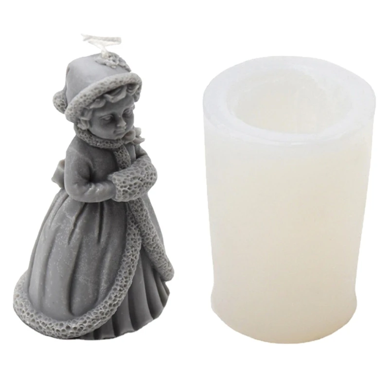 

3D Princess Girl Silicone Mold for Christmas Candle Making Resin Molds Handmade Soap Clay Mould DIY Cake Chocolate Decorating