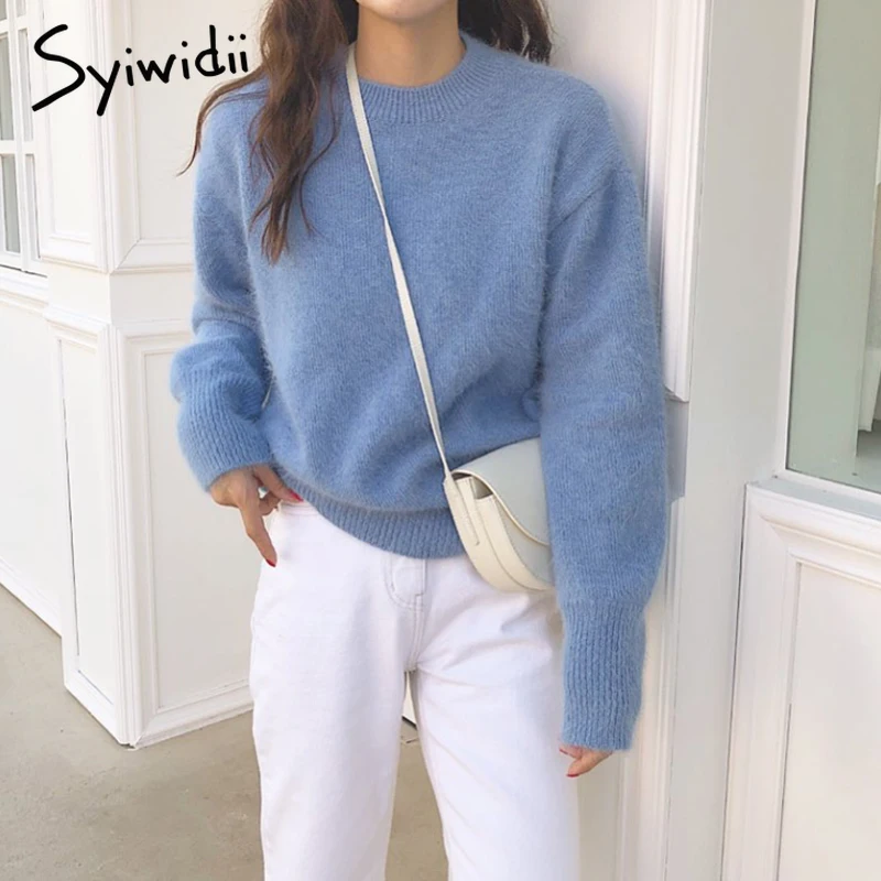 syiwidii женский трикотаж Женский свитер мягкий теплый пуловер в Корейском стиле на
