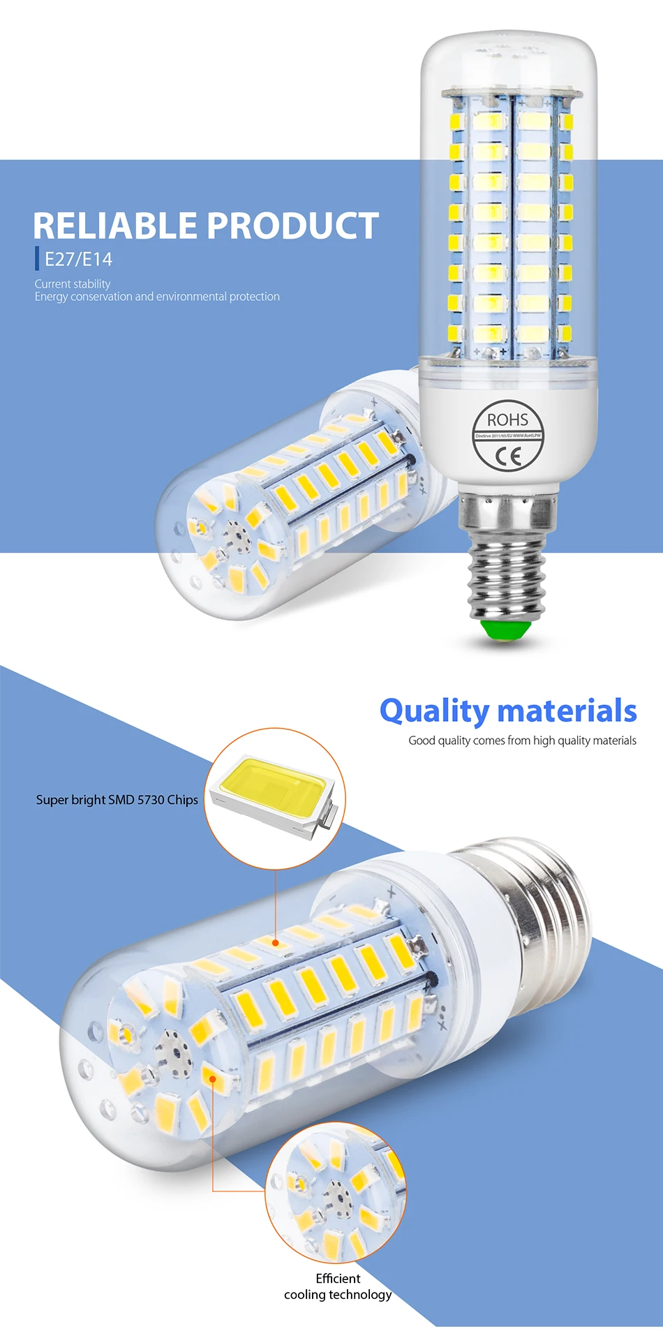 1 шт. Ce E27 E14 5730 5630 Smd Светодиодная кукурузная лампа переменного тока 220 В переменного тока 110 В 5 Вт 7 Вт 12 Вт 15 Вт 25 Вт 30 Вт 40 Вт 50 Вт светящийся Точечный светильник, светодиодный светильник