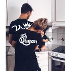 Хлопковая Одинаковая одежда для всей семьи, футболка с изображением короны, топы принцессы, королевы, короля, футболки, дочки, сына, девочки, мальчики