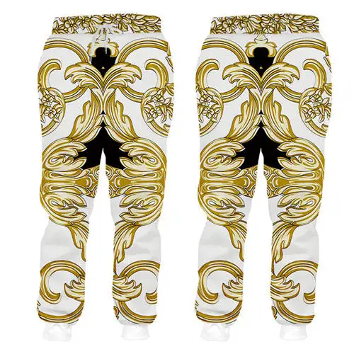 3d sweatpants Барокко 3d мужские спортивные костюмы наборы роскошный дворец золотой цветок печати на молнии с капюшоном тренировочные брюки комплект из 2 предметов на заказ одежда унисекс - Цвет: 3d sweatpants