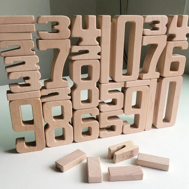 Детский Деревянный конструктор с цифрами математические цифровые игрушки