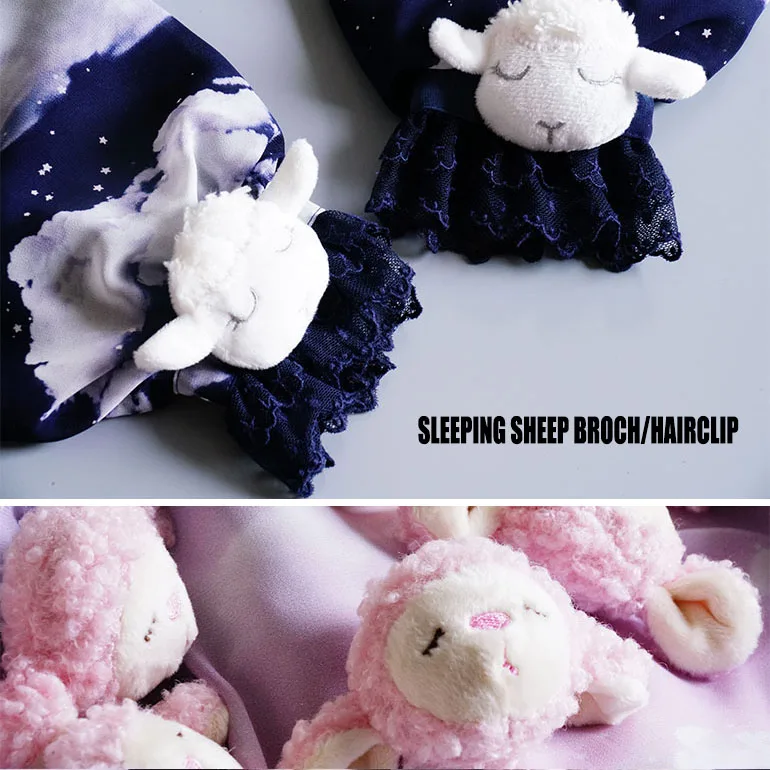 Kawaii овец спящего лица брошь с овцой плюшевая кукла заколка для волос белого и