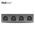 Wallpad S6, четырехсторонняя электрическая розетка европейского стандарта, черная, серебристая, золотистая, матовая, поликарбонат, пластик, имитация алюминия