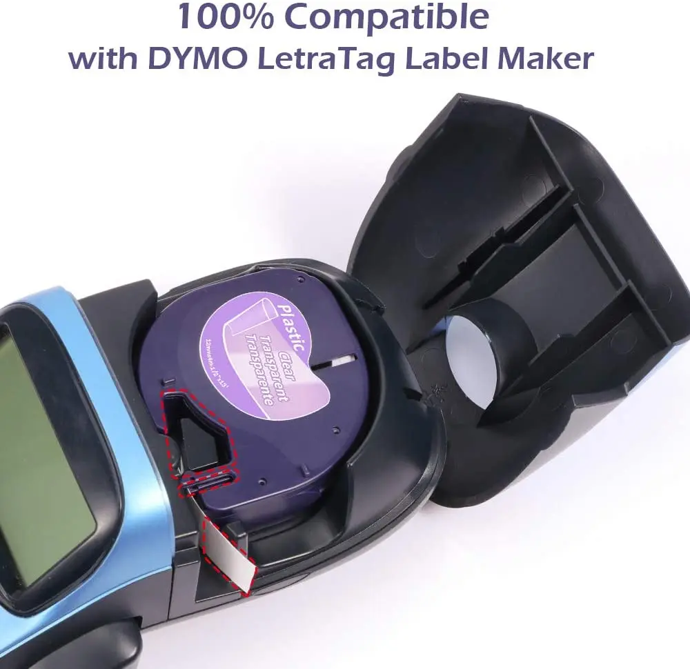 Labelife 5 упаковок совместимая лента DYMO LetraTag 16952 (12267 16951 12268) черная на фотоленте 12 мм