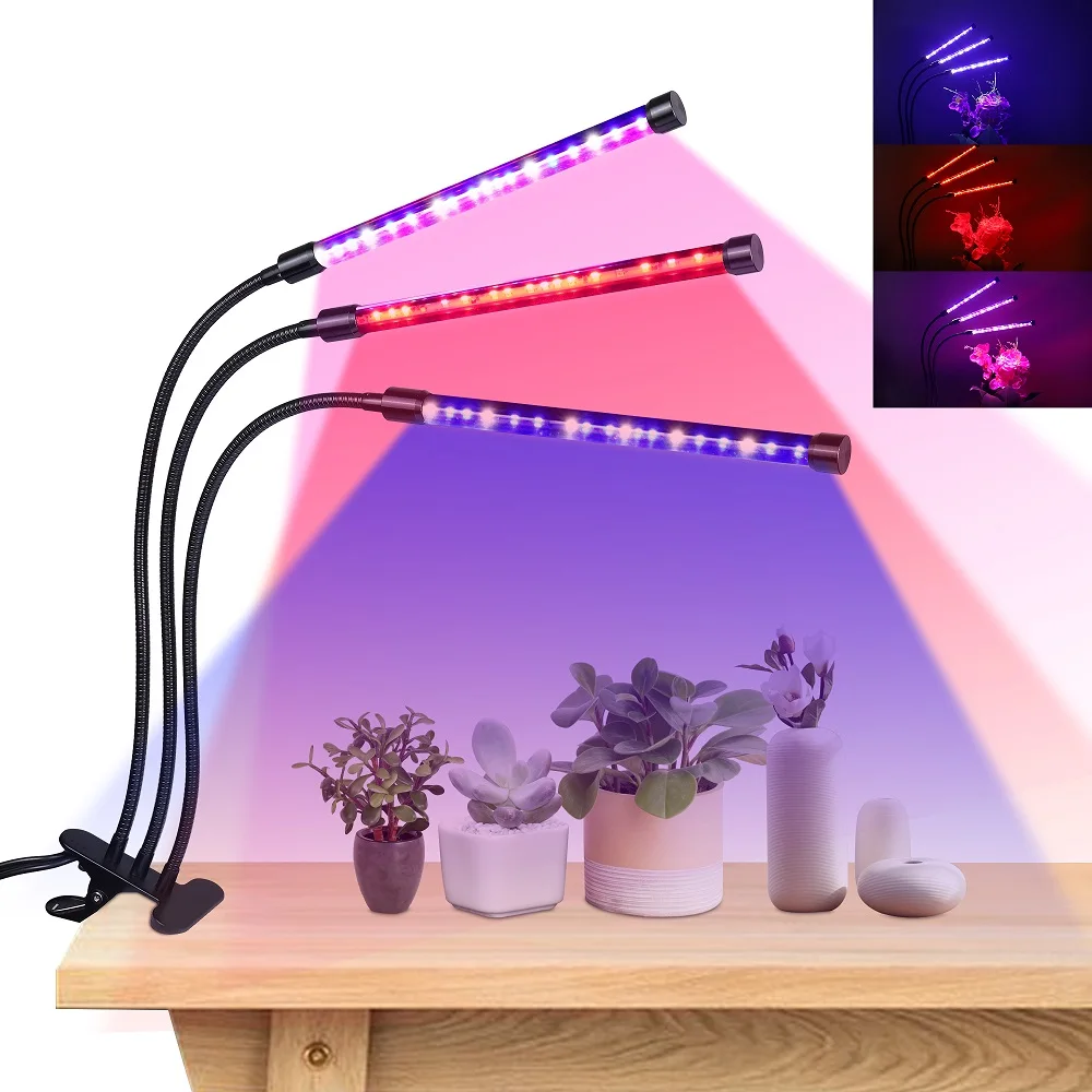 

24W 36W LED Grow Light Full Spectrum Dual Three Head Phytolamp Plant Lamp For Seeds Flowers Desktop Plants