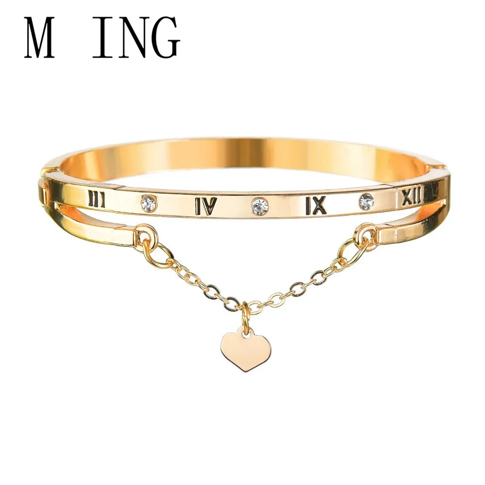 Женский винтажный браслет MLING золотой из розового золота с кристаллами в форме