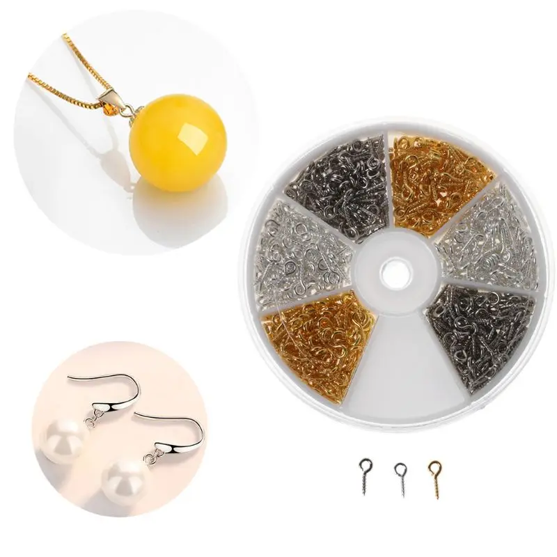 600Pcs 3 Colors Screw Eye Pins Eyelets Threaded Hooks for Jewelry Making | Украшения и аксессуары