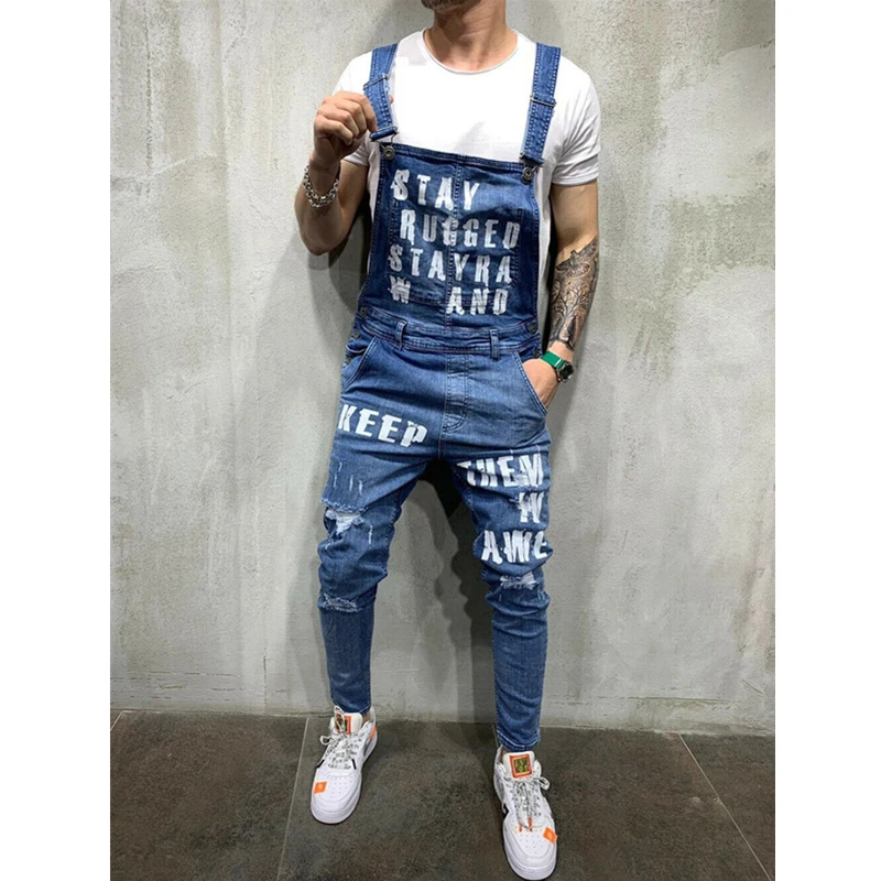 Новинка мужские рваные джинсовые комбинезоны винтажные Комбинезоны из