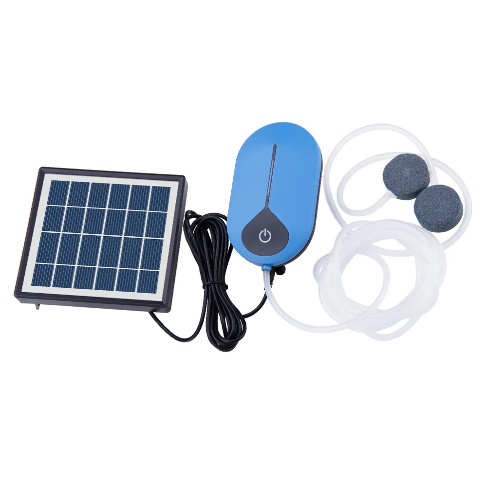 

Solar Air Pump Dual Air Outlet Aerator Pump Adjustable Silent Oxygen Pump