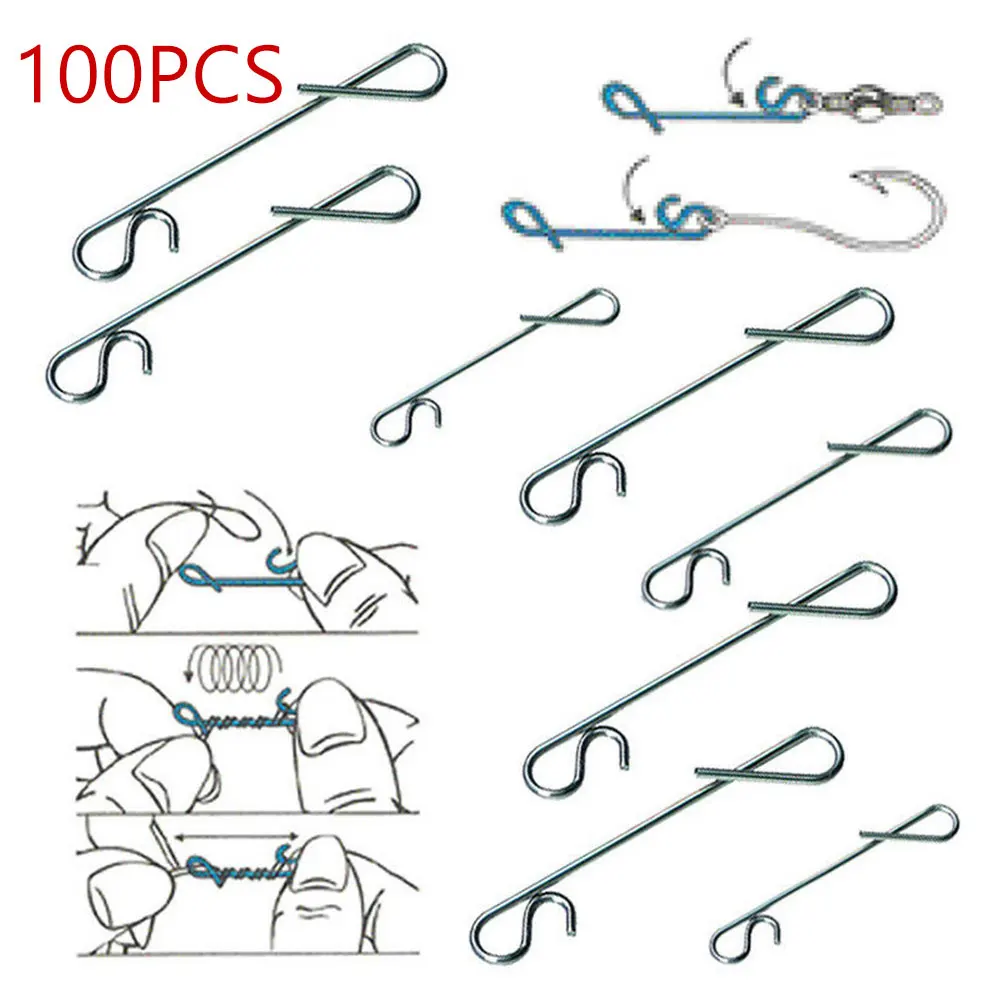 

100pcs Fishing Snap Fast Clips Fishing No Knot Snap for Saltwater Freshwater Swivels Snap Fishing Connector Size S-XXL Dropship