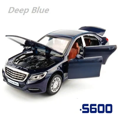 Deep Blue 1:32 Maybach S600 литье обратно в металлическая модель автомобиля игрушка высокого моделирования звук и свет 6 двери автомобиля игрушка детский подарок - Цвет: Deep Blue