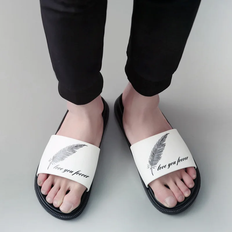 Шлепанцы мужские с граффити мягкие сланцы Эва Повседневная пляжная обувь для